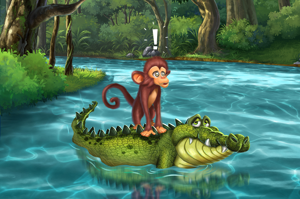 Spanish (Español) | The Monkey and the Crocodile(El mono y el cocodrilo) |  WorldStories
